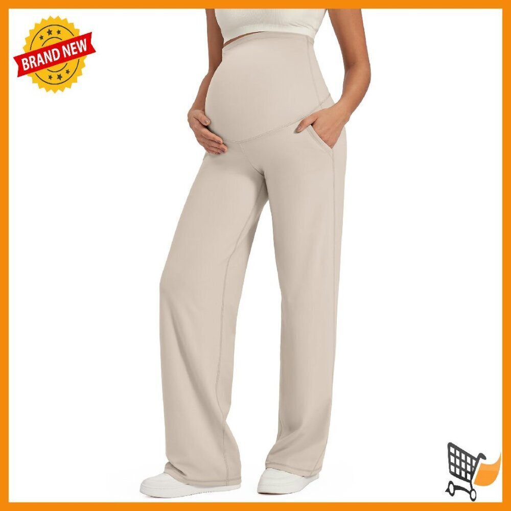 Maternity Yoga Pants Over Belly Stretchy Wide Leg Lounge Trousers